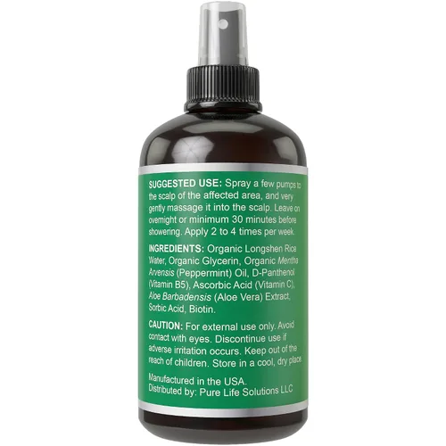 Miniatura 6 de Spray de agua de biotina + menta + arroz para el crecimiento del cabello. Acondicionador vegano sin enjuague para mujeres, hombres. Fortalece e