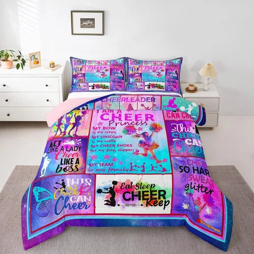 Miniatura 22 de Erosebridal Juego de edredón para niñas de baile, tamaño individual, juego de ropa de cama de ballet con purpurina para niños, adolescentes