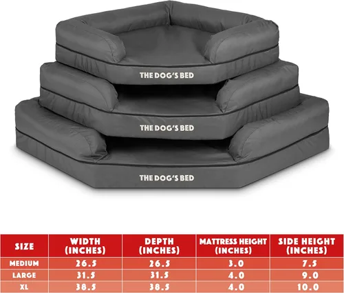 Miniatura 7 de The Dog's Bed - Cama ortopédica de espuma viscoelástica para perro, tela Oxford, gris con ribete negro, mediana