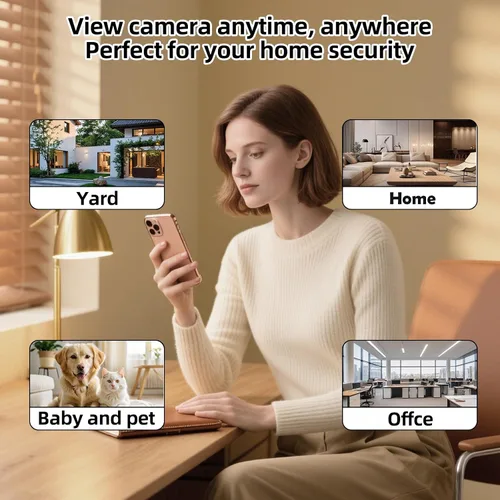 Miniatura 2 de W8 - Mini cámara de seguridad inteligente para el hogar, compatible con WiFi de doble banda de 5 GHz y 2.4 GHz, video FHD de 1920 x 1080, visión