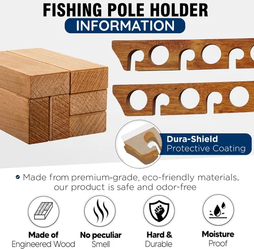 Miniatura 2 de Rush Creek Creations 8 Fishing Rod Wall or Ceiling Storage Rack, Vertical or Horizontal Holder for Garage, 8 Rod and Reel Combo Capacity