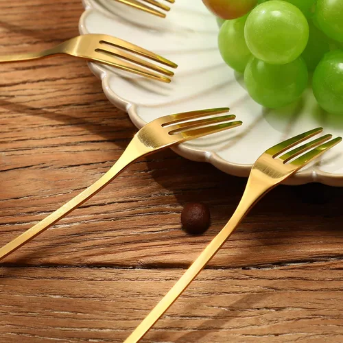 Miniatura 6 de Juego de 40 piezas de cuchara de café de hoja de acero inoxidable y tenedor de aperitivo, cuchara de postre, mini utensilios de postre plateados