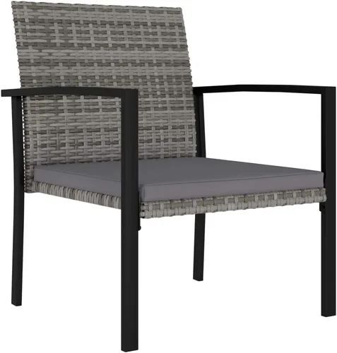 Miniatura 4 de vidaXL 4 sillas de comedor para patio en color gris, muebles de exterior de ratán de polietileno resistentes a la intemperie con marco de acero