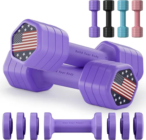 Miniatura 7 de Zempox Adjustable Dumbbell Set of 2, 4 in 1 Hand Weights for Women at Home, 5 lb Weights Dumbbells set of 2, Each 2lb 3lb 4lb 5lb with TPU Soft