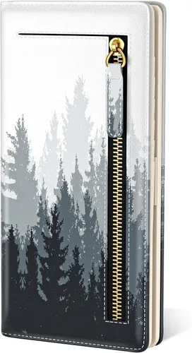 Miniatura 14 de Billetera de cuero genuino de lujo para mujer con bloqueo RFID, compacta, plegable, con ventana para identificación, Gato negro, Moderno