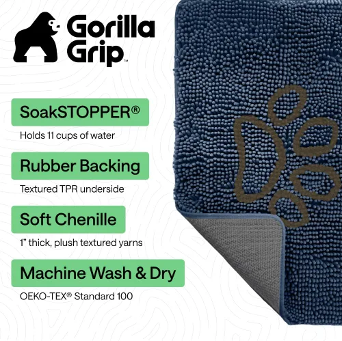 Miniatura 2 de GORILLA GRIP Soakstopper - Tapete ultra absorbente y antideslizante para las patas sucias de los perros, lavable a máquina, para cama y puerta