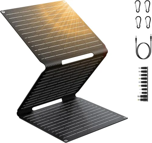 Miniatura 9 de Cargador de panel solar portátil de 30 W, kit de panel solar plegable con salida DC/USB C/USB A para banco de energía, estación de teléfono