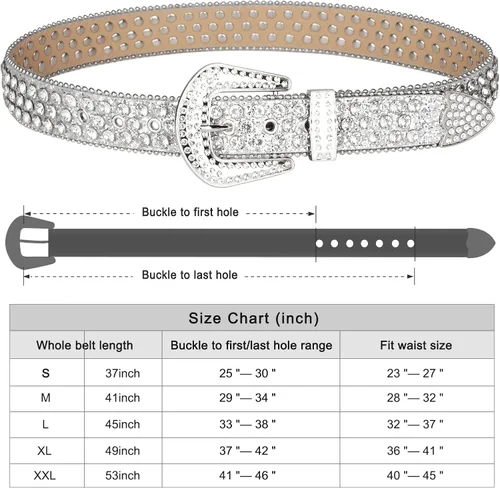 Miniatura 3 de UnFader Cinturones occidentales con diamantes de imitación para mujer y hombre, diseño de vaquera, cinturones con tachuelas de diamantes para jeans