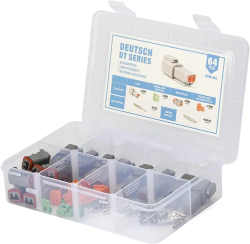 Miniatura 7 de IWISS Kit de conectores grises Deutsch DT de 188 piezas con contactos sólidos de tamaño 16 en configuraciones de 2, 3, 4, 6, 8 y 12 pines