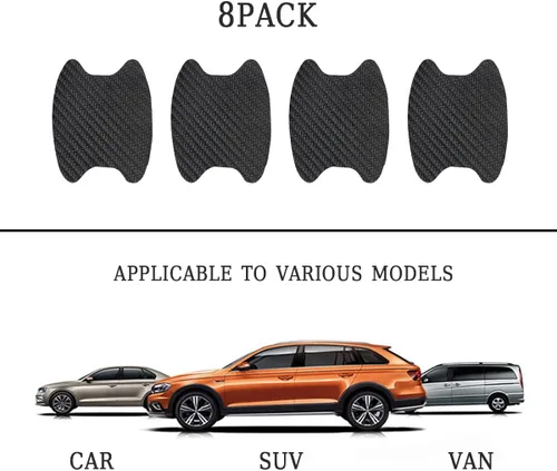 Miniatura 6 de 8 unidades de calcomanías para manija de puerta de coche, protector antiarañazos de fibra de carbono para taza de puerta de coche, película
