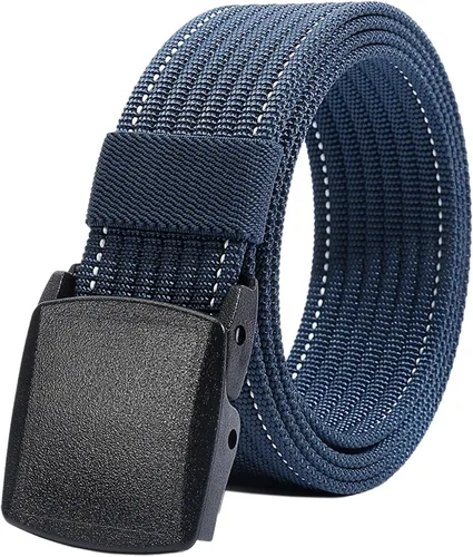 Miniatura 8 de LionVII Cinturones de trabajo de nailon para hombre, cinturón de lona transpirable con hebilla de plástico, fácil de recortar para adaptarse a