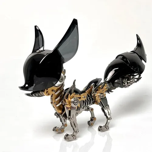 Miniatura 5 de Metalkitor Rompecabezas de metal 3D para adultos, kit de modelo ajustable de zorro grande, adorno steampunk para bricolaje, manualidades de montaje