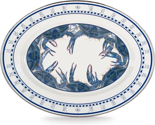 Miniatura 3 de Golden Rabbit Enamelware Oval Platter, 12 x 16in, Aegean Sevilla