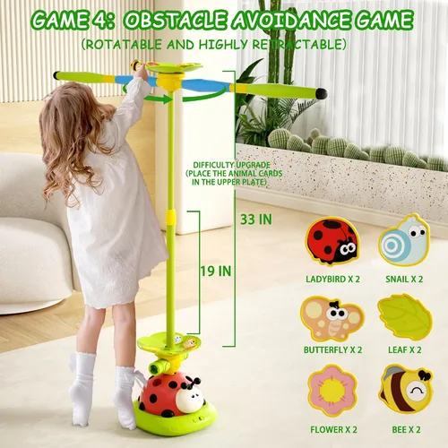 Miniatura 6 de Juguetes Musicales de Salto 5 en 1, Juego de Lanzar Anillos Pisoteando Lanzacohetes para Niños, Juguetes de Evitar Obstáculos y Saltar en Cuclillas