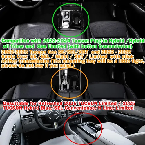 Miniatura 6 de Organizador de Consola Central TACOBRO Compatible con Hyundai 2022-2024 Tucson Plug-in Hybrid/Hybrid todos los acabados y Tucson Gas Limited y Santa