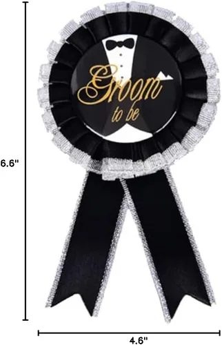 Miniatura 4 de Hongkai Kit de banda y pin de insignia, banda negra de la sación y el novio para ser premio, broche para fiesta, compromiso, celebración