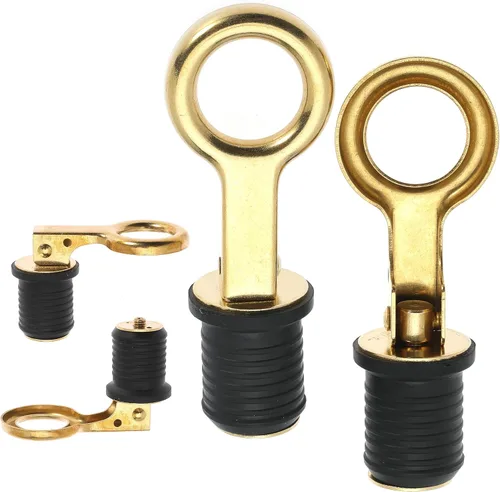 Miniatura 3 de Tapón de goma con mango a presión, tapón de drenaje de barco, con mango de latón/acero inoxidable, accesorios para barcos