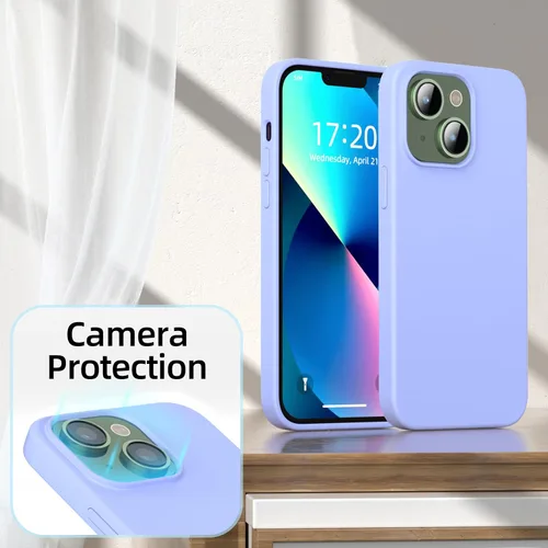 Miniatura 4 de Funda para iPhone 13, funda de silicona líquida, protección de cuerpo completo de grado militar, forro de microfibra resistente a los arañazos