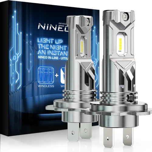 Miniatura 15 de NINEO Bombillas H4, bombillas 9003, 300% superbrillantes, blanco frío 6500K, tamaño mini real 1:1, Plug and Play, accesorio de deportes motorizados