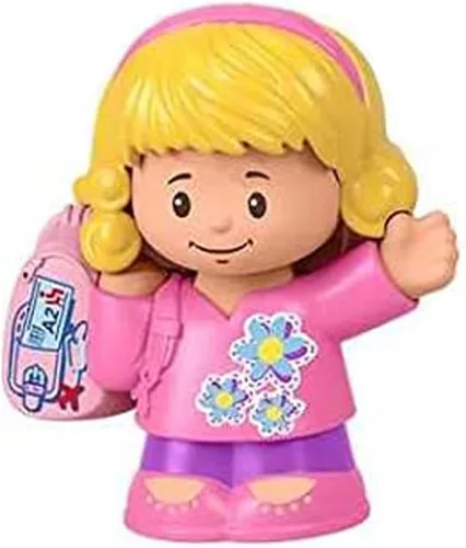 Pieza de repuesto para Fisher-Price Little People Travel Together Airplane Playet - DJB53 ~ Reemplazo Rubia Pasajera Emma ~ Traje Rosa ~ Mochila de