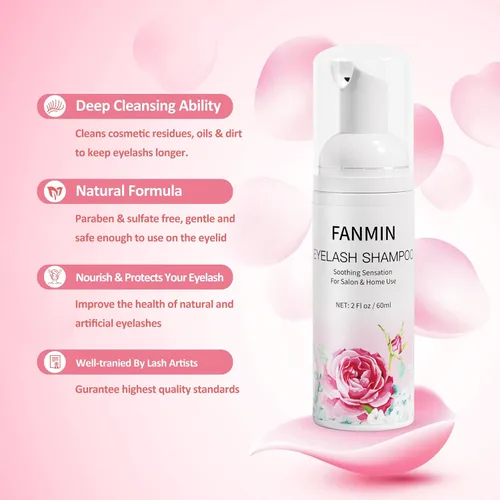 Miniatura 2 de Limpiador de extensiones de pestañas de 2.3 fl oz + varita de rímel + cepillo limpiador espumoso de párpados, lavado de pestañas y baño de pestañas