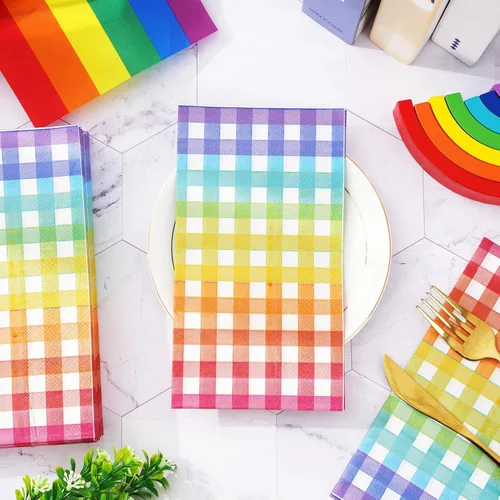 Miniatura 4 de Whaline Servilletas de papel desechables de 3 capas con diseño de arcoíris y orgullo Gay Pride para decoración de mesa, suministros de fiesta LGBTQ