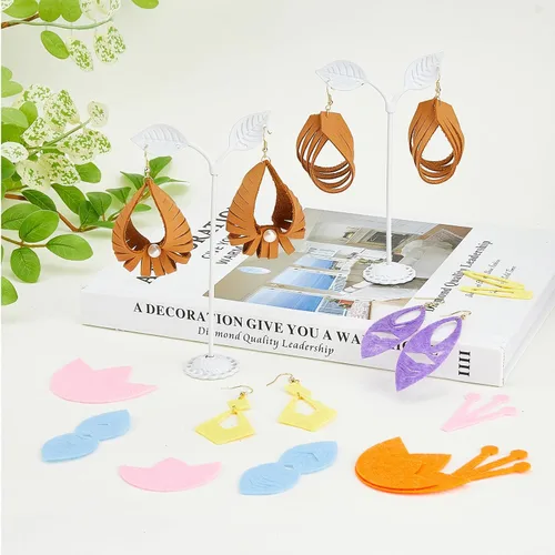 Miniatura 4 de SUPERDANT Troqueles de corte de cuero con borlas, 2 formas, aretes de cuero, troquelados con flecos, troquelados de madera, aretes colgantes, Gota