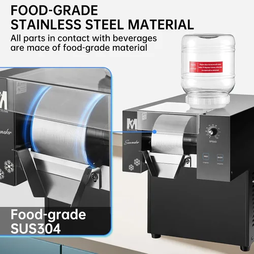 Miniatura 3 de Máquina de Hielo en Copos de Nieve, 330.6LBS/24H 660W Máquina de Hielo Raspado, Enfriamiento Rápido, Material de Acero Inoxidable Grado Alimentario