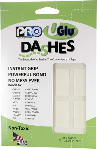 PRO Tapes & Specialties 306UGLU600 UGlu Hojas Dash, guiones de 1/2 pulg. x 5/8 pulg. / 160 guiones por paquete, transparente
