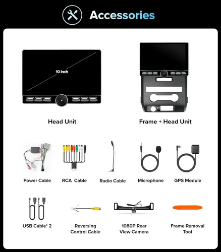 Miniatura 9 de para Ford F150 Radio de Coche 2009-2014 CarPlay inalámbrico Android Auto Interruptor de botón único QLED Pantalla táctil Estéreo de mejora
