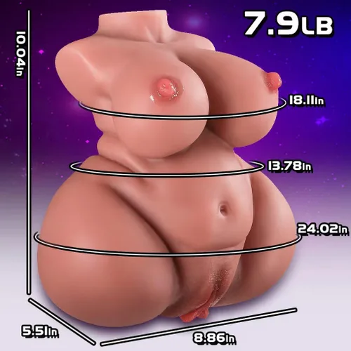 Miniatura 3 de Muñeca sexual BBW con grandes senos gordos y trasero, torso marrón de 7.9 lb, muñeca de amor, vagina de bolsillo con columna vertebral incorporada