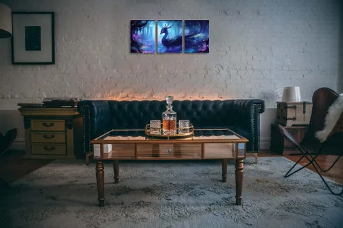 Miniatura 3 de Arte de pared de dragón psicodélico, pintura al óleo de dragón espíritu azul sobre lienzo, arte de pared para decoración moderna del hogar con arte