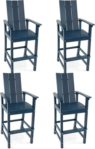 Miniatura 19 de Giantex Silla Adirondack de 52 pulgadas de alto, taburete de bar de polietileno de alta densidad para exteriores con respaldo ergonómico, Gris