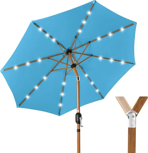 Miniatura 55 de Best Choice Products Solar Polyester LED Lighted Patio Umbrella w/Tilt Adjustment and UV-Resistant Fabric Gris niebla