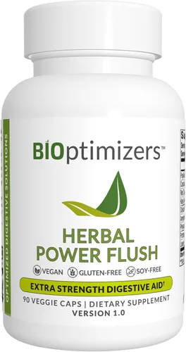 BIOptimizers Herbal Power Flush - Limpieza digestiva extra fuerte - Elimina toxinas mejora la digestión intestinal - Alivio de molestias hinchazón