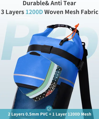 Miniatura 4 de ECOHUB Bolsa seca impermeable para mujeres y hombres, 5L/10L/20L Roll Top Bolsa de almacenamiento ligera en seco Mochila para viajes, kayak, Azul