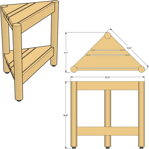 Miniatura 3 de Asta Select - Taburete de ducha de esquina de teca maciza, taburete de madera de teca Poratble para spa/ducha/interior/exterior con estante