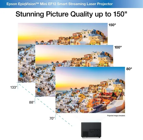 Miniatura 6 de Epson EpiqVision Mini EF12 Proyector láser inteligente de transmisión, HDR, Android TV, películas, juegos familiares, portátil, sonido de Yamaha
