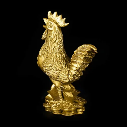 Miniatura 5 de BRASSTAR Latón 3.5 ''(H) Estatua de gallo auspicioso lingotes riqueza Feng Shui escultura oficina casa zodiaco chino adorno decorativo regalo