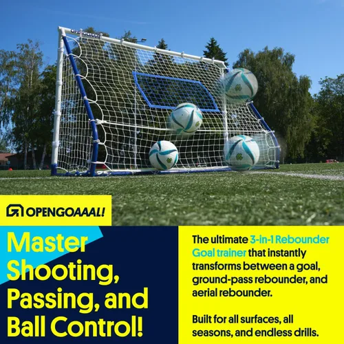 Miniatura 6 de Open Goaaal Portería de rebote de fútbol 3 en 1 – 4 pies x 6 pies – Modos de ángulo ajustables para ejercicios de disparo – Configuración de paso al