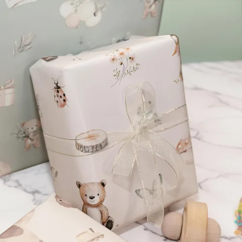 Miniatura 8 de ZICOTO Hermoso rollo de papel de regalo para baby shower, bonito juego de 3 rollos de calidad para cumpleaños y baby showers, añade un toque