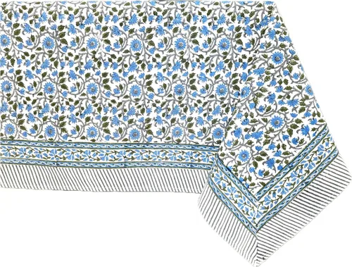 Miniatura 30 de ATOSII Mantel Redondo Bohemio Jade de Algodón 100%, Mantel de Lino con Estampado Floral de Bloques para Comedor, Fiestas, Bodas, Exteriores I