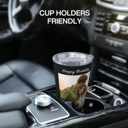Miniatura 6 de Vaso personalizado con 2 fotos, nombre de texto, vaso de fotos personalizado de acero inoxidable, taza de viaje para café, taza de 20 onzas, regalo