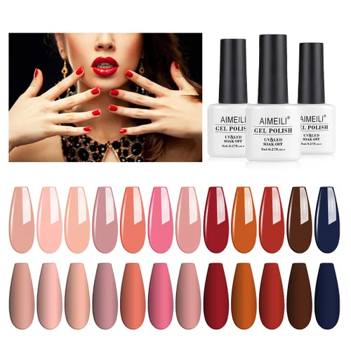 Miniatura 13 de AIMEILI Hema Free - Juego de esmaltes de uñas de gel, libre de crueldad, vegano, colección neón, 12 colores, rosa intenso, azul, amarillo, verde
