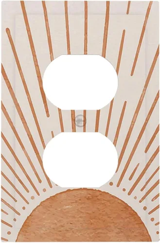 Miniatura 77 de Placa de pared eléctrica de 1 gang sin dispositivo en blanco, bohemio naranja vintage años 70 60s beige amanecer puesta de sol mediados de siglo