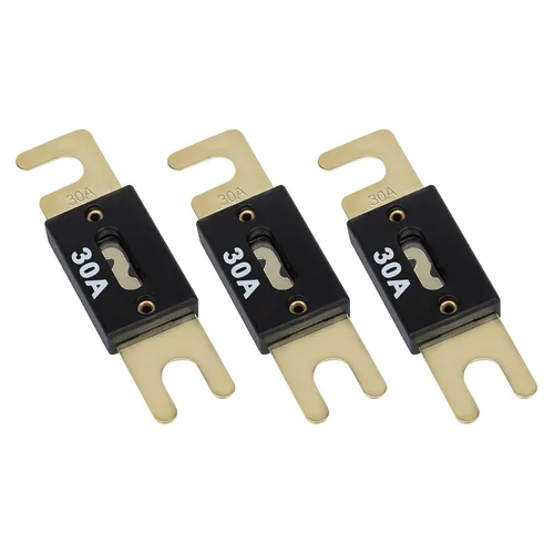 3 Fusibles de Cuchilla ANL de 30 Amperios 32VDC, Fusibles para Automóvil, Fusibles Marinos, Fusible en Línea ANL Chapado en Oro Compatible con