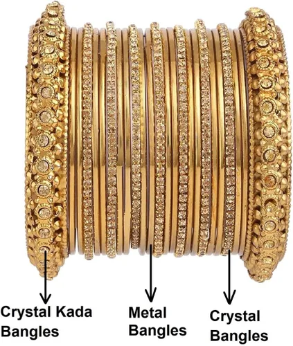 Miniatura 5 de Efulgenz Boho Vintage Antiguo Gitano Tribal Indio Oxidado Pulseras de Cristal Conjunto de Joyas