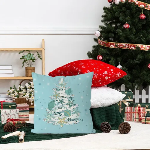 Miniatura 5 de GAGEC Fundas de almohada de Navidad de 18x18 pulgadas con diseño de estrella de mar, fundas de almohada decorativas de estilo granja, fundas de 18.0
