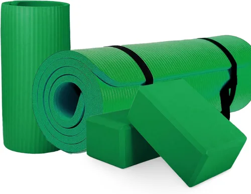 Miniatura 7 de BalanceFrom Esterilla de yoga multiusos de 1 pulgada extra gruesa de alta densidad antidesgarro con correa de transporte, bloques de yoga opcionales