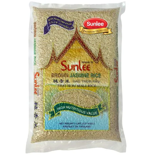 Sunlee Arroz de jazmín integral – 5 libras de arroz integral de grano largo, aroma fragante, ideal para veganos y vegetarianos, naturalmente sin